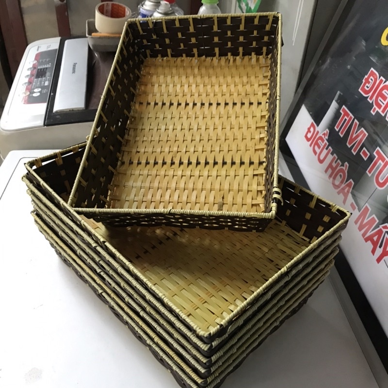 Khay giả mây chữ nhật