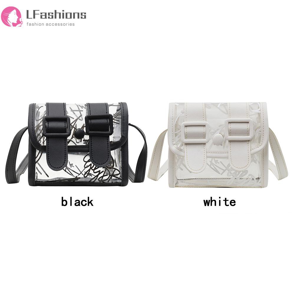 Fashion Women Transparent Graffiti Print Shoulder Bag Casual Mini Handbag