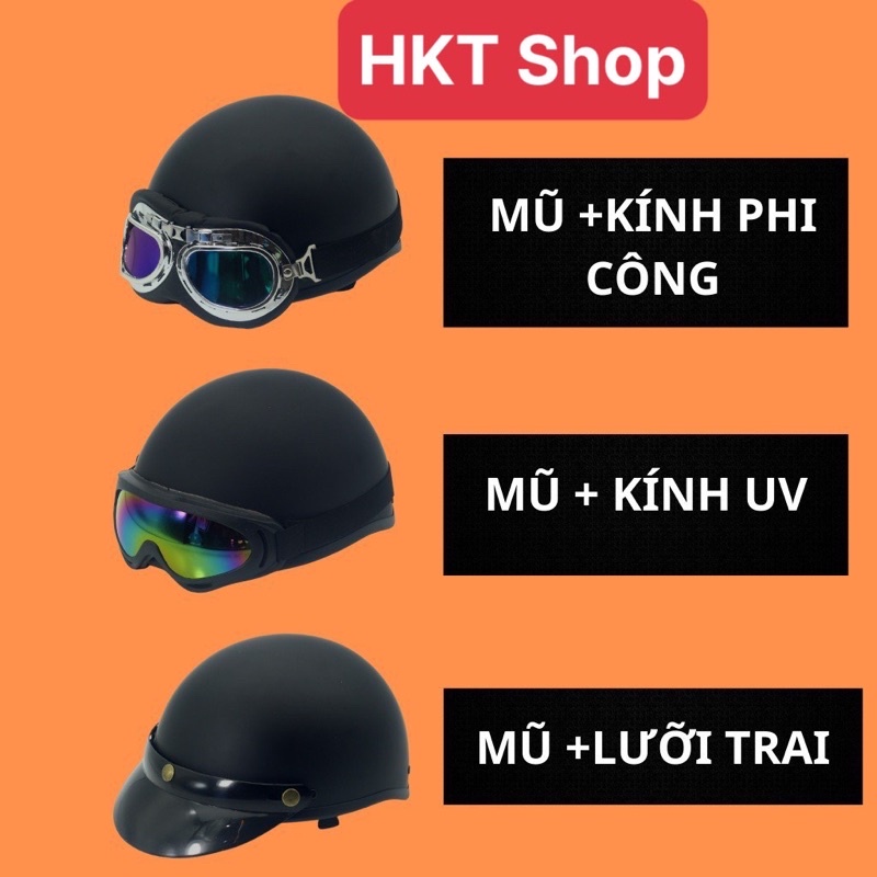 Mũ Bảo Hiểm 1/2 Đầu Chính Hãng Hàng Chất Lượng Cao Kèm Kính