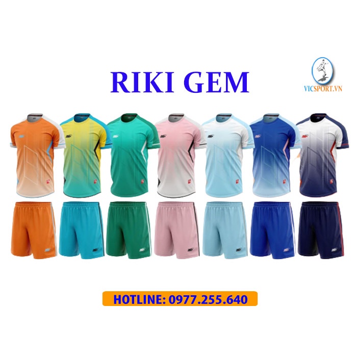 Áo Đá Banh Không LOGO  RIKI GEM Màu Hồng chất lượng thoáng mát Cao Cấp - Vicsport