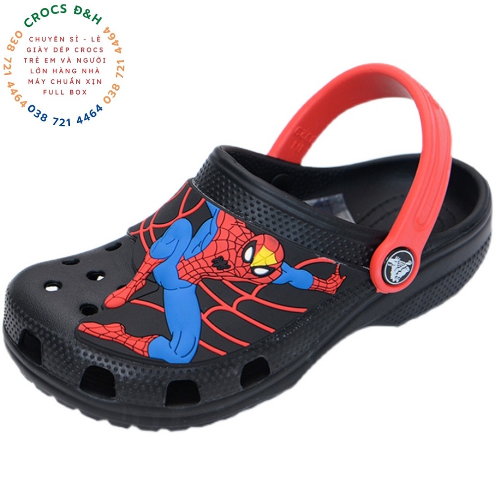 Giày dép crocs - dép sục nhựa crocs band spiderman cho bé trai chống thấm nước, chống trơn trượt, chống hôi chân