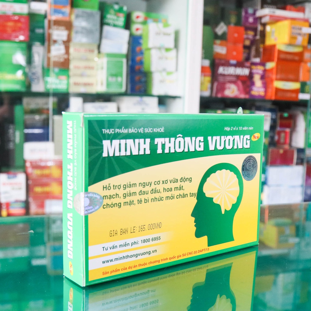 Minh Thông Vương (New), hỗ trợ tăng tuần hoàn máu, giảm đau đầu, chóng mặt, mất ngủ, (hộp 20 viên - Hàng chính hãng)