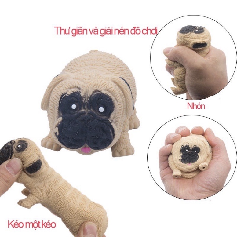 Heo hồng Dẻo xả stress Heo Hồng mềm dẻo siêu kute-đồ chơi squishy Chó Pug xả stress Chó Pug Kéo Dài Cute