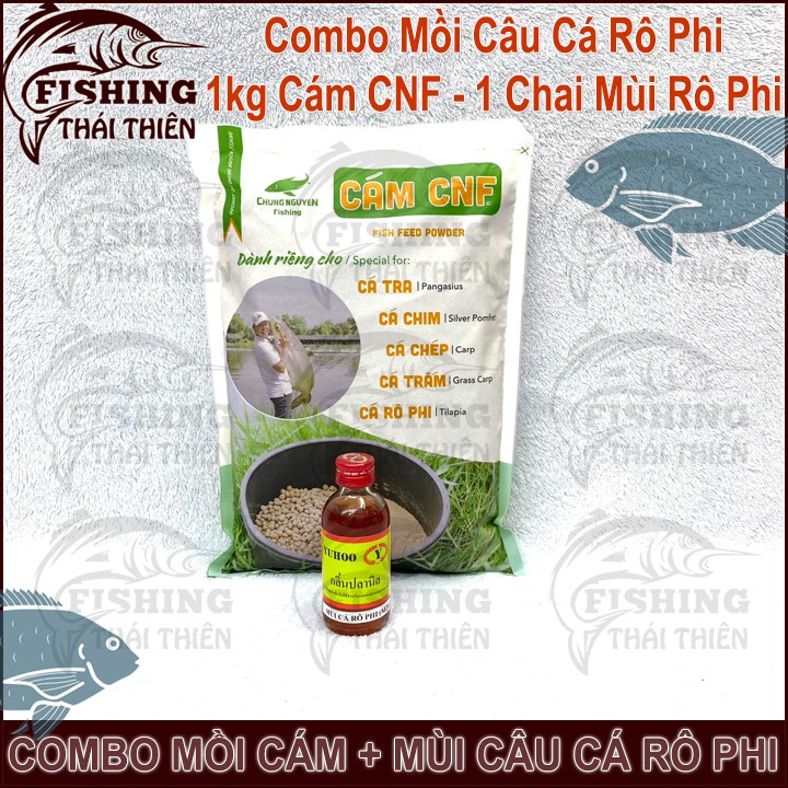 Combo 1kg Cám CNF, 1 Chai Tinh Mùi Thái Lan M21 Chuyên Câu Cá Rô Phi Sông, Hồ Dịch Vụ Câu Đơn, Đài, Lục