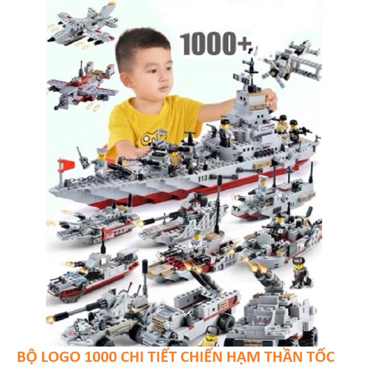 [1000 Chi Tiết] Mô Hình Lắp Ráp Tàu Chiến , Bộ xếp hình Tàu Chiến 26 tạo hình 1000 Chi Tiết - Kèm Lính Hải Quân