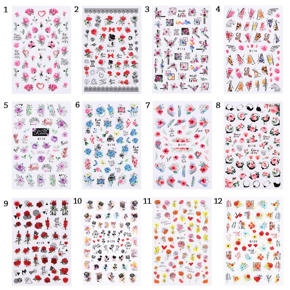 Sticker Dán Móng Họa Tiết Hoa Hồng Chống Nước