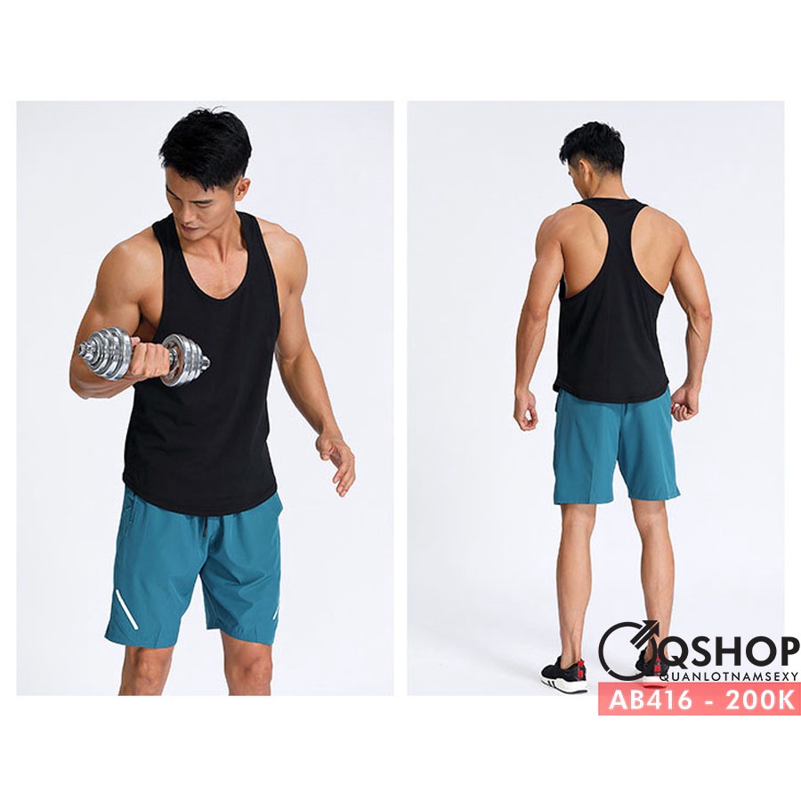 Áo thun ba lỗ tập gym, thể thao màu trơn QSHOP AB416