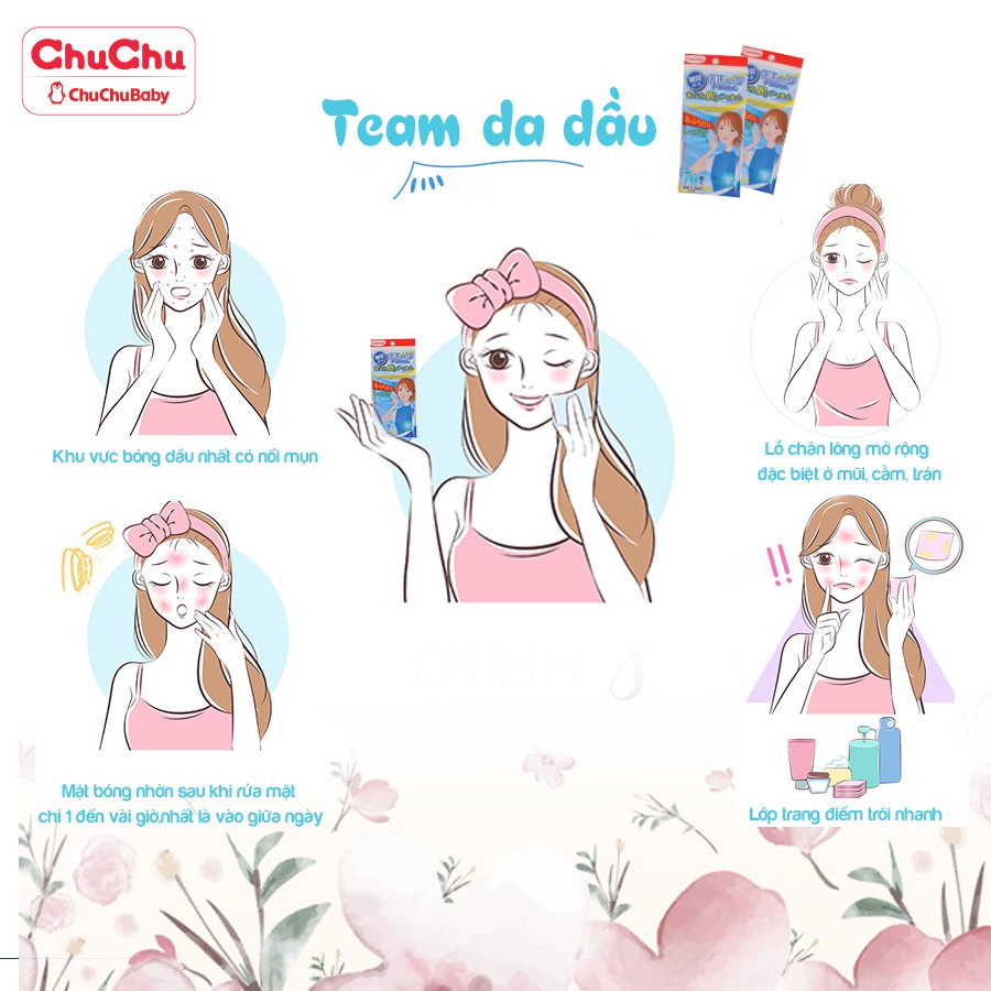 Combo kiểm soát nhờn : nước khoáng tẩy trang dưỡng ẩm creer 330ml + phim thấm dầu chuchubaby 70 tờ