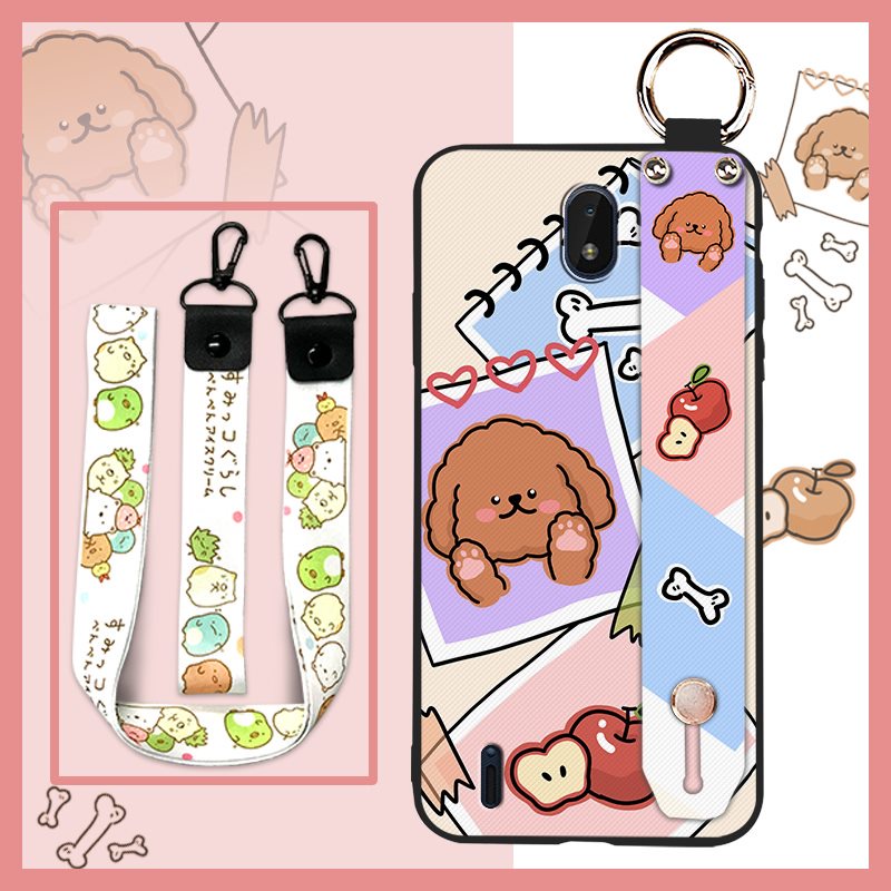 Lanyard Wristband Phone Case For Nokia C01 Plus Wrist Strap Soft Case Anti-knock painting flowers For Woman
