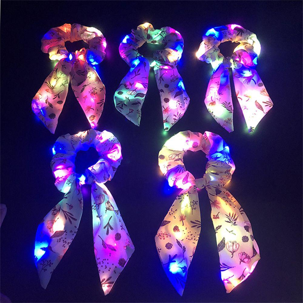 ROWANS Dây Buộc Tóc Đuôi Ngựa Dài Có Đèn LED Phát Sáng Thời Trang