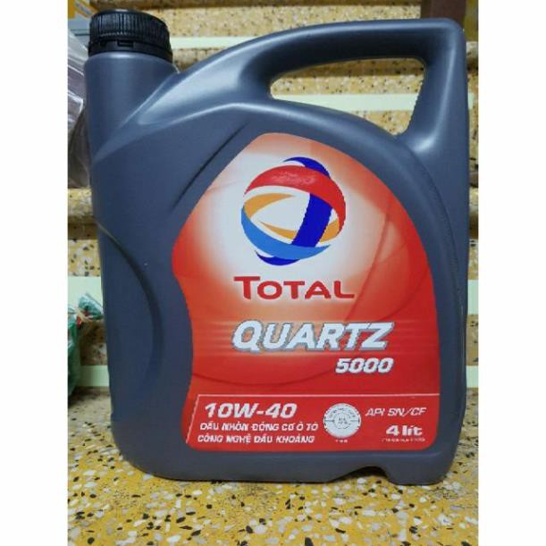 Mua Ngay Dầu nhớt động cơ 10W40 ô tô TOTAL QUARTZ 5000 SN CF 4 lít L oto xe hơi