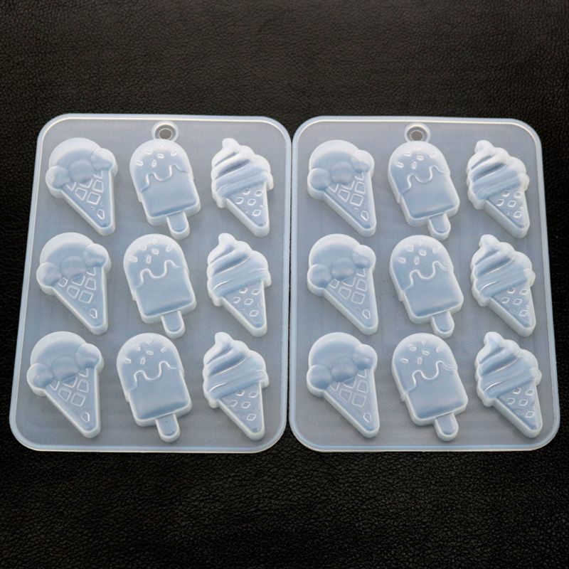 Khuôn Silicone Làm Móc Khóa Hình Kem Ốc Quế Dễ Thương