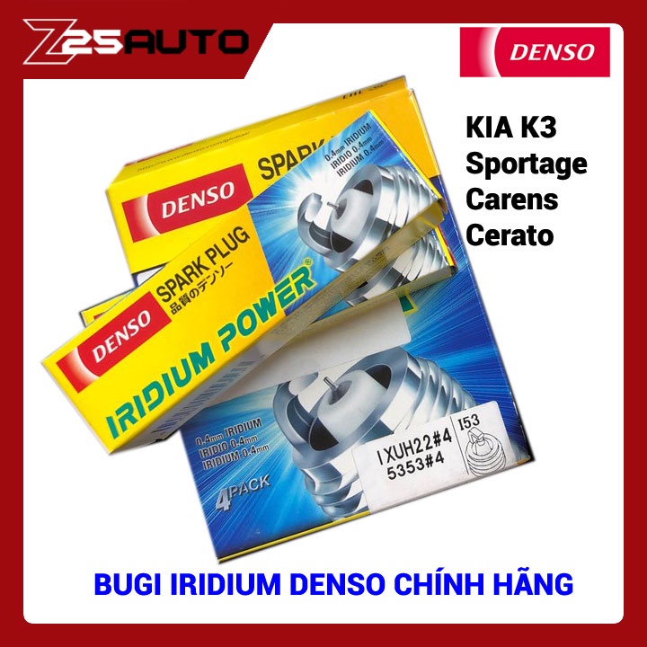 Bugi Denso Iridium cao cấp IXUH22 cho xe Kia K3, Sportage, Carens, Cerato và Huyndai Grand