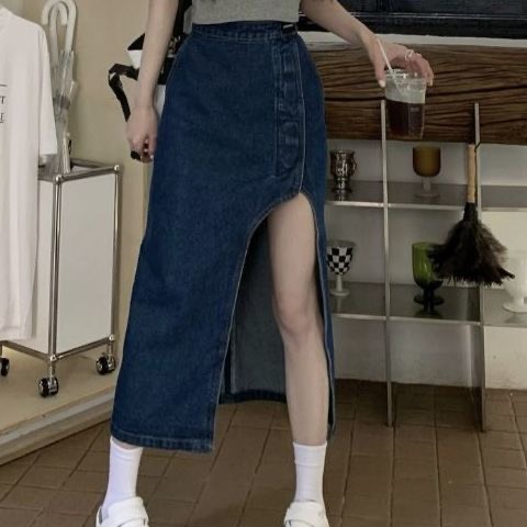Chân Váy Jean Dáng Dài Xẻ Đùi Cá Tính