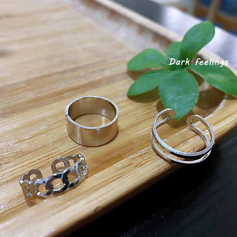 Set 3 chiếc nhẫn thời trang phong cách hiphop hàn quốc dễ phối đồ hợp thời trang