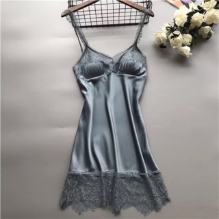 Váy ngủ lụa satin phối ren cao cấp - đầm ngủ sexy phi lụa 214