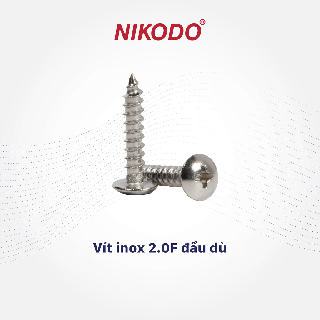 Combo 50 vít tự khoan đầu dù inox 304, 2 phân, đuôi nhọn ren thô, vật tư dụng cụ thi công