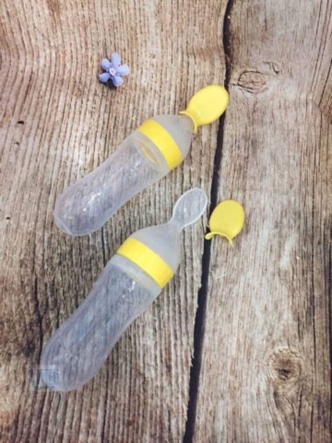 Bình Thìa Ăn Dặm Silicon 90ml, Bón Sữa, Cháo Tiện Lợi Cho Bé