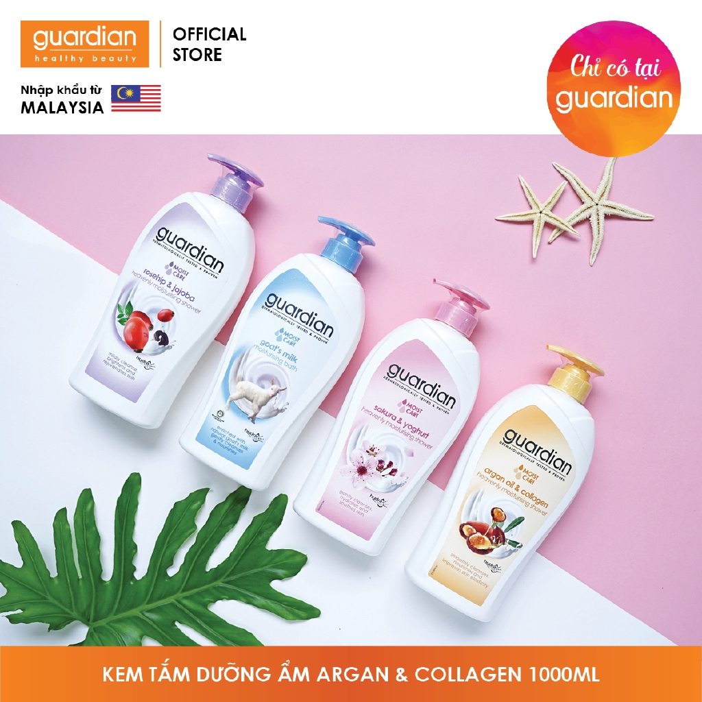 Kem tắm Guardian dưỡng ẩm chiết xuất từ Dầu thực vật và Collagen 1000ml