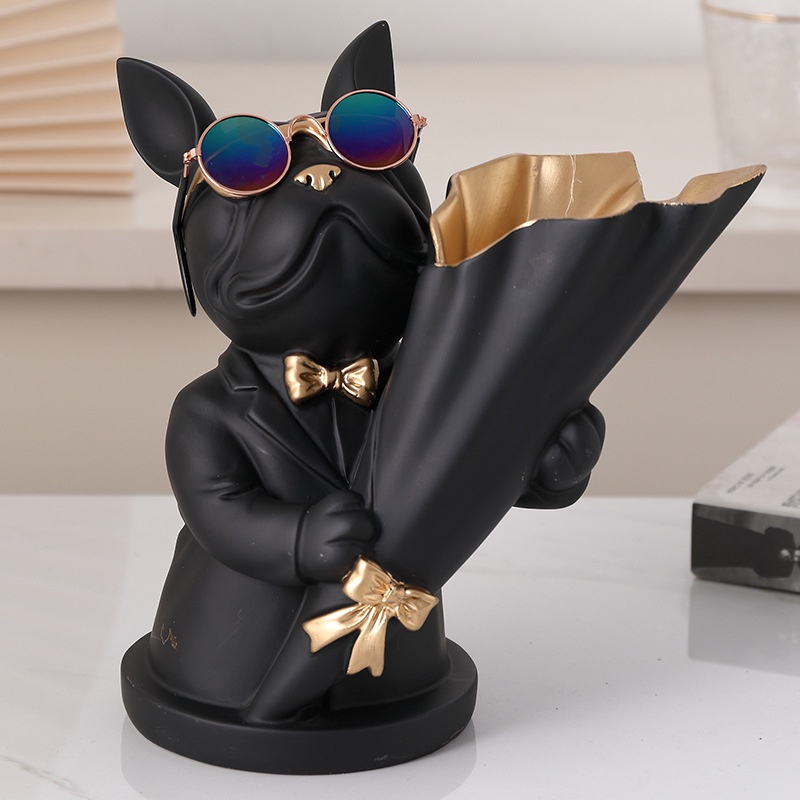 Tượng Chó Bulldog, Khay Đựng Chìa Khóa Trang Trí Nhà Cá Tính Sang Trọng