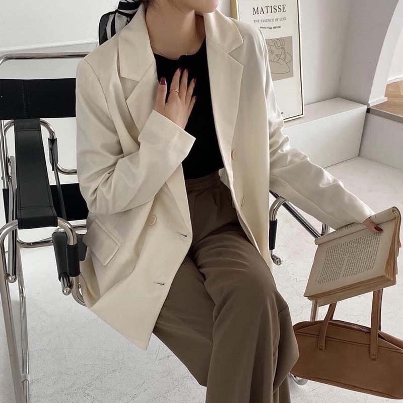 Áo Vest, Blazer nữ dài tay 2 lớp công sở túi lắp, Phong cách Ulzzang Hàn Quốc, Freesize &lt; 60kg