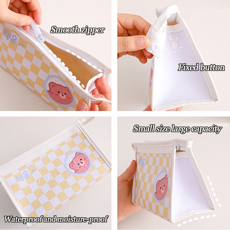 Túi Đựng Bút Chì Bằng Da PU Sức Chứa Lớn Họa Tiết Hoạt Hình