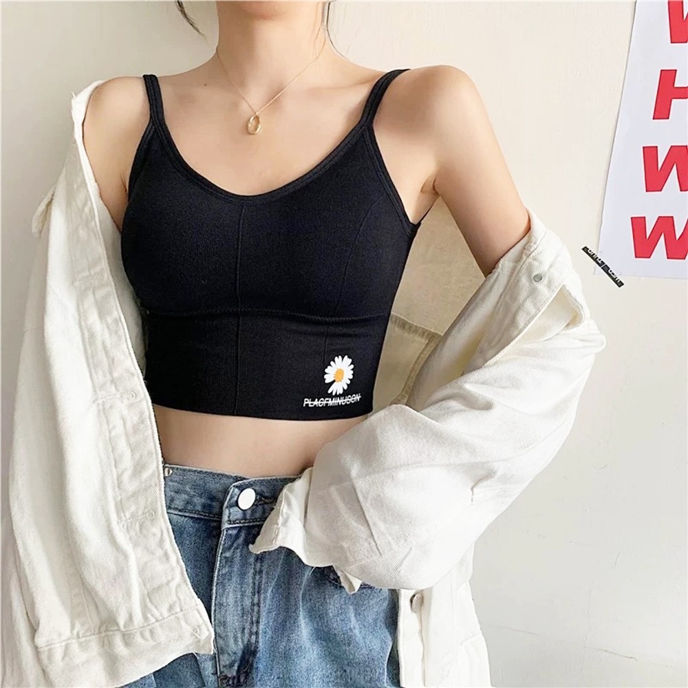 ÁO BRA CROPTOP COTTON HOA CÚC HOẠ MI LEN TĂM TẠO EO THON HỞ LƯNG - KHOÉT LƯNG FLA16