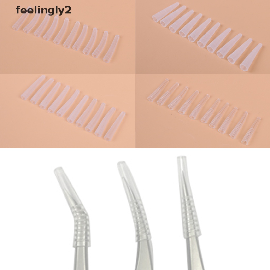 Set 10 nắp bảo vệ đầu nhíp nối mi bằng silicon tiện dụng