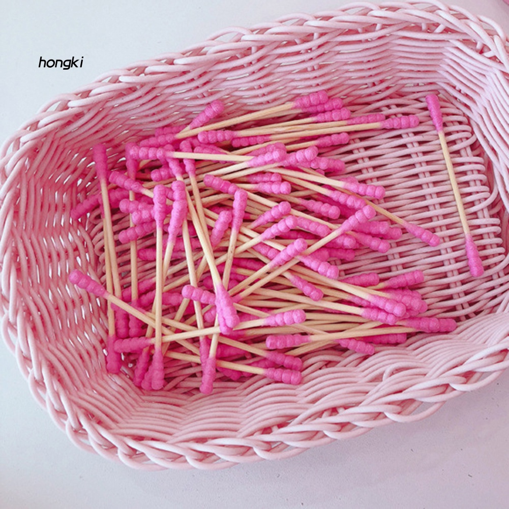 Bộ 100 Tăm Bông Cotton Hai Đầu Dùng Một Lần Để Tẩy Trang