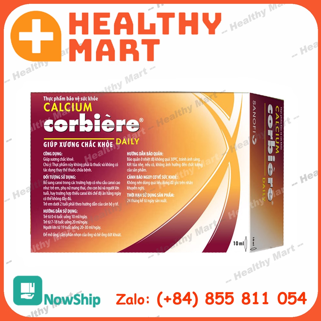 ✔️️️ Hộp 30 ống Calcium Corbiere Daily - Caci Corbière Hỗ trợ xương chắc khỏe - Mẫu Mới