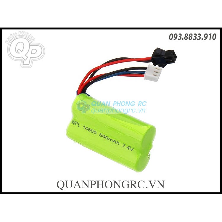 Pin 14500 500mAh 2S 7.4V LiOn Battery For WPL B36 RC Cars Military Trucks (SM 2Pin)