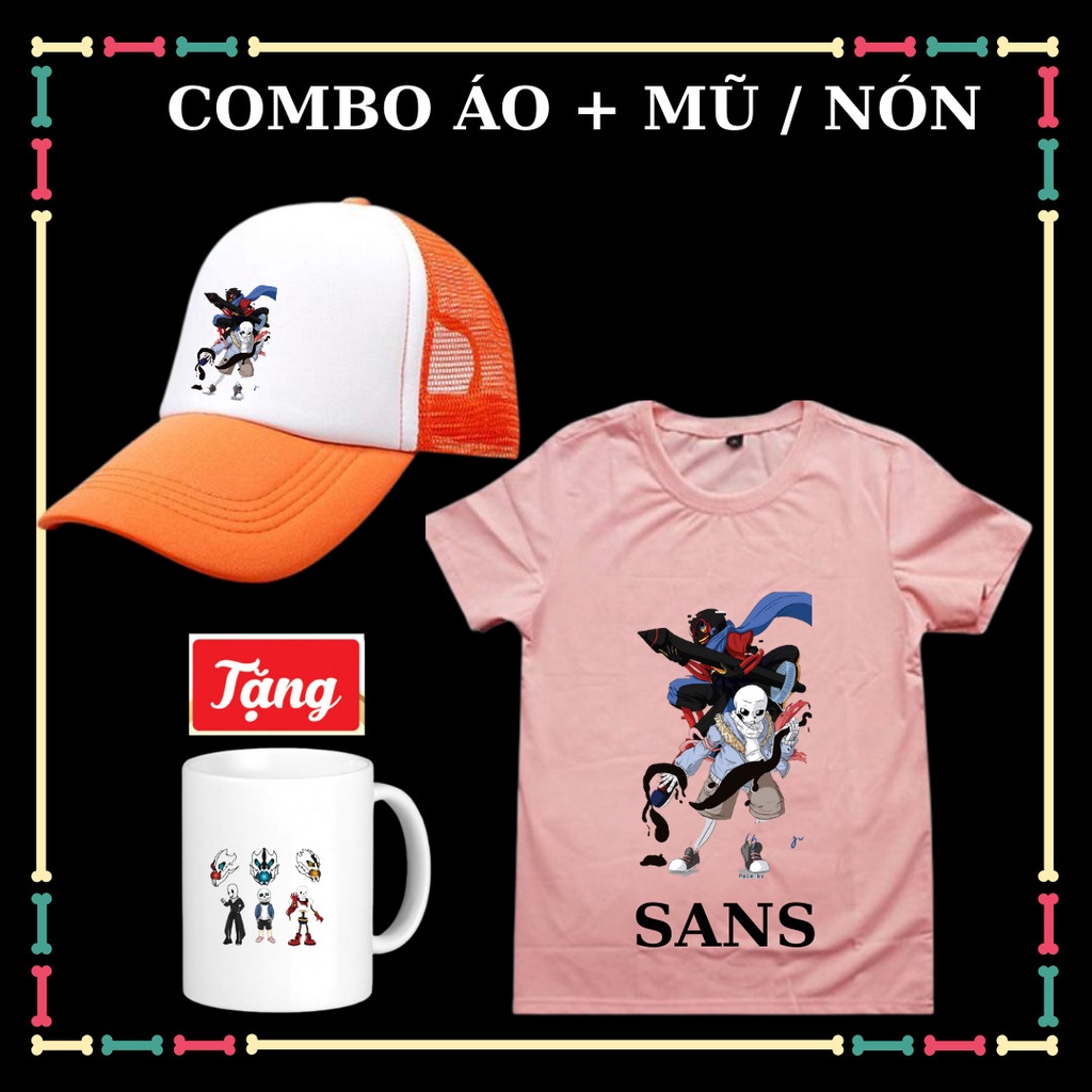 COMBO ÁO MŨ SANS UNDERTALE SIÊU NGẦU CHO BÉ TRAI ÁO BIỆT ĐỘI GANGSTER TẶNG LY SỨ SANS FAMILY