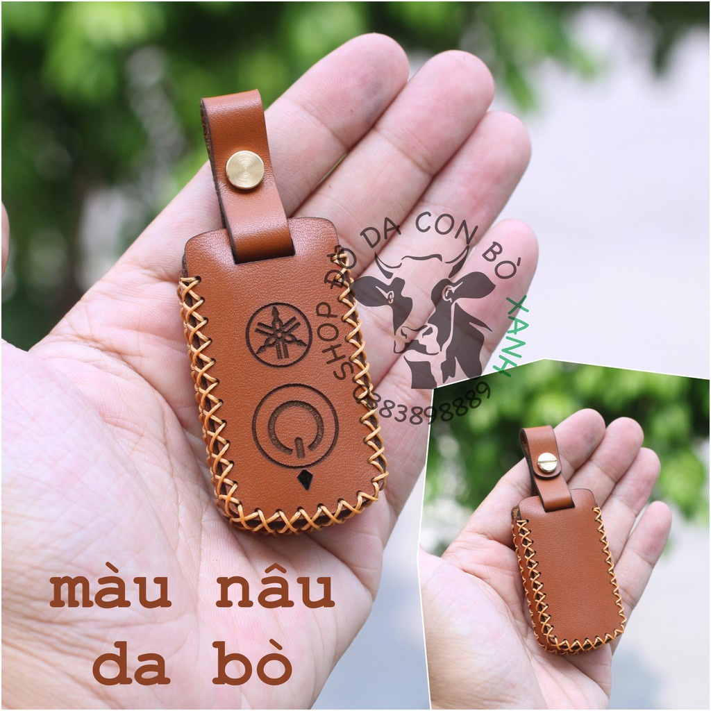 [Màu nâu bò] Bao Da Chìa Khóa Smartkey Yamaha NVX, Janus, Nozza Grande, FreeGo, Latte, Exciter 155 VVA handmade da thật