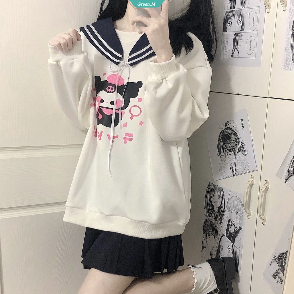 Kuromi Áo Hoodie Cotton Chui Đầu Tay Dài Dáng Rộng Đa Năng Hình Sanrio Anime Nhật Bản Mặc Hàng Ngày Cho Nữ Sinh