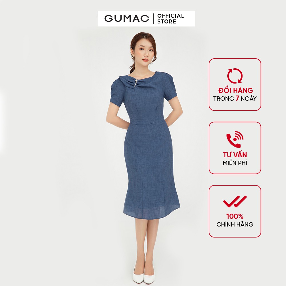 Đầm ôm nữ phối phụ kiện sang trọng GUMAC DB618