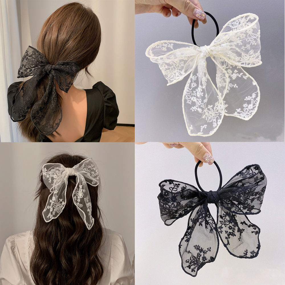 Kẹp Tóc Đính Nơ Ren Thời Trang Cho Nữ