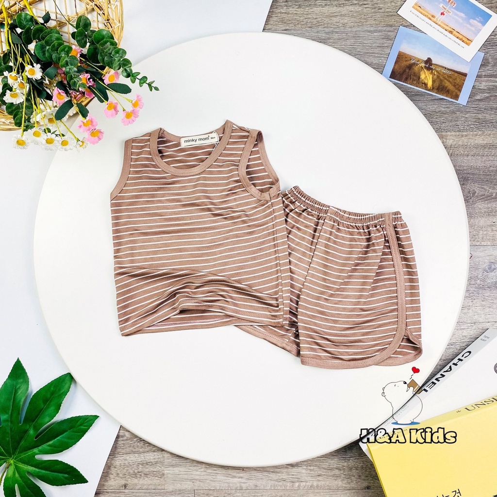 Bộ quần áo ba lỗ cho bé trai bé gái kẻ sọc ngang, thun lạnh.  Cả bộ quần áo. Bé 9-32kg . MMBL16 Shop-Mẹ-Rùa