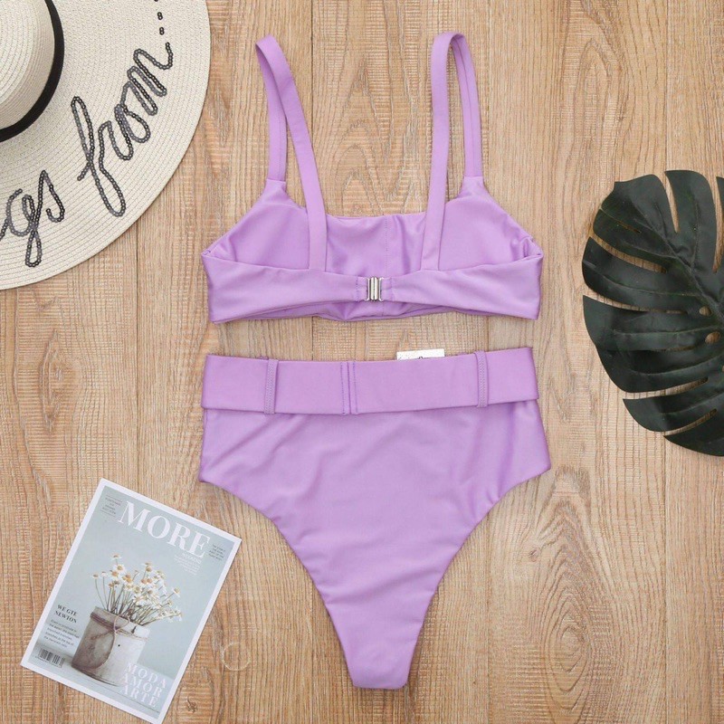 [BKN605] &lt;ÂU&gt; SET BIKINI HỒNG/TÍM LILAC KÈM BELT (CẠP CAO)