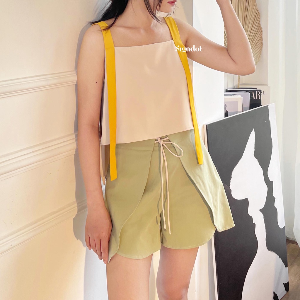 Áo hai dây croptop nữ kiểu phối màu - Sunline Top