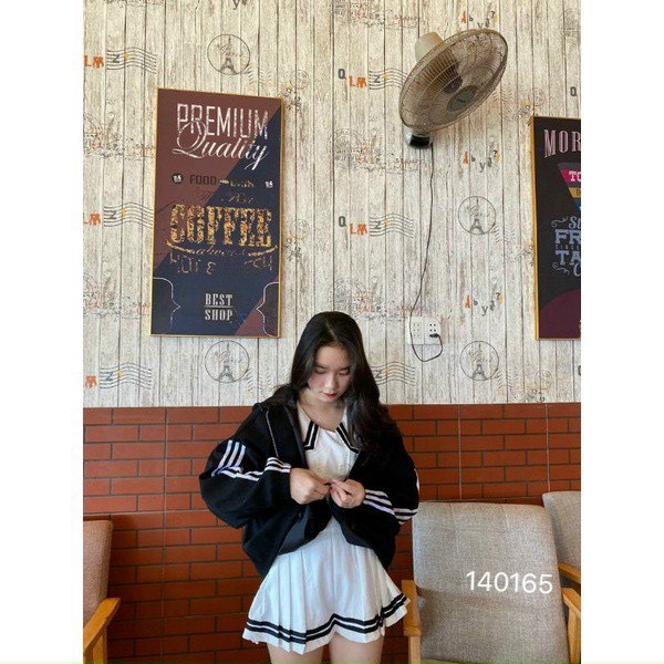 ÁO KHOÁC DA LỘN NỮ PHỐI 3 VIỀN SỌC TAY CAO CẤP CHẤT LIỆU BAO MÁT