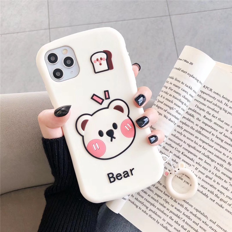 Ốp điện thoại bằng silicone hình con gấu /thỏ cho Iphone 11 Pro Max X XS MAX XR 7 8 6 6S Plus iphone 11 pro max