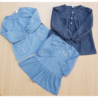Áo váy bé gái CARTER'S denim dài tay 3 tháng - 6 tuổi xuất dư