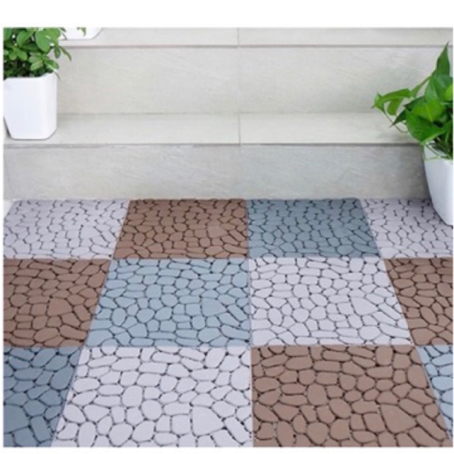 Vỉ Sàn Gỗ Nhựa Lót Sàn Kiểu Viên Sỏi Lót Sàn Ban Công/Hồ Bơi/Sàn Nhà (01 miếng)