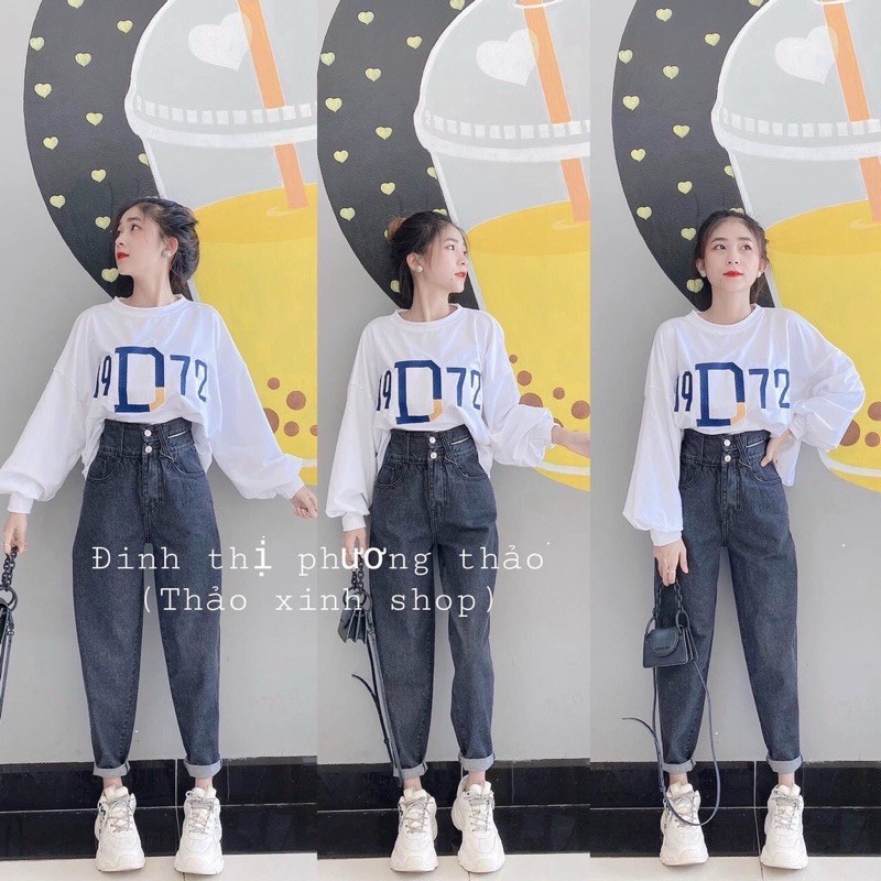 Quần Baggy Jean cạp cao