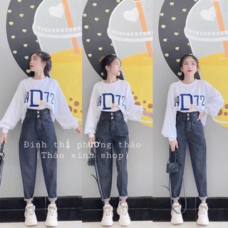 Quần Baggy Jean cạp cao