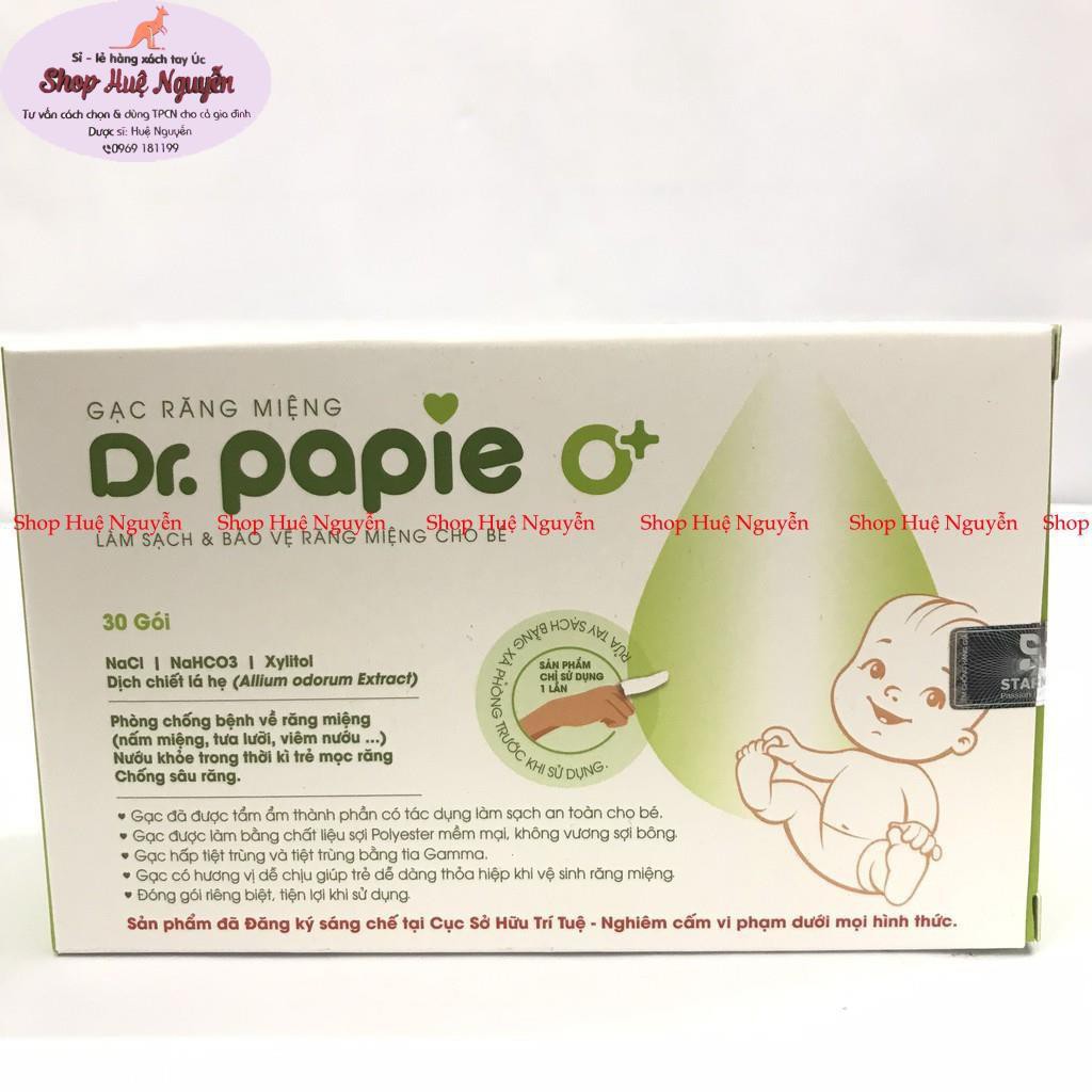 Gạc Rơ Lưỡi Dr.Papie- gạc lau răng, rơ miệng cho bé - Hộp 30 gói