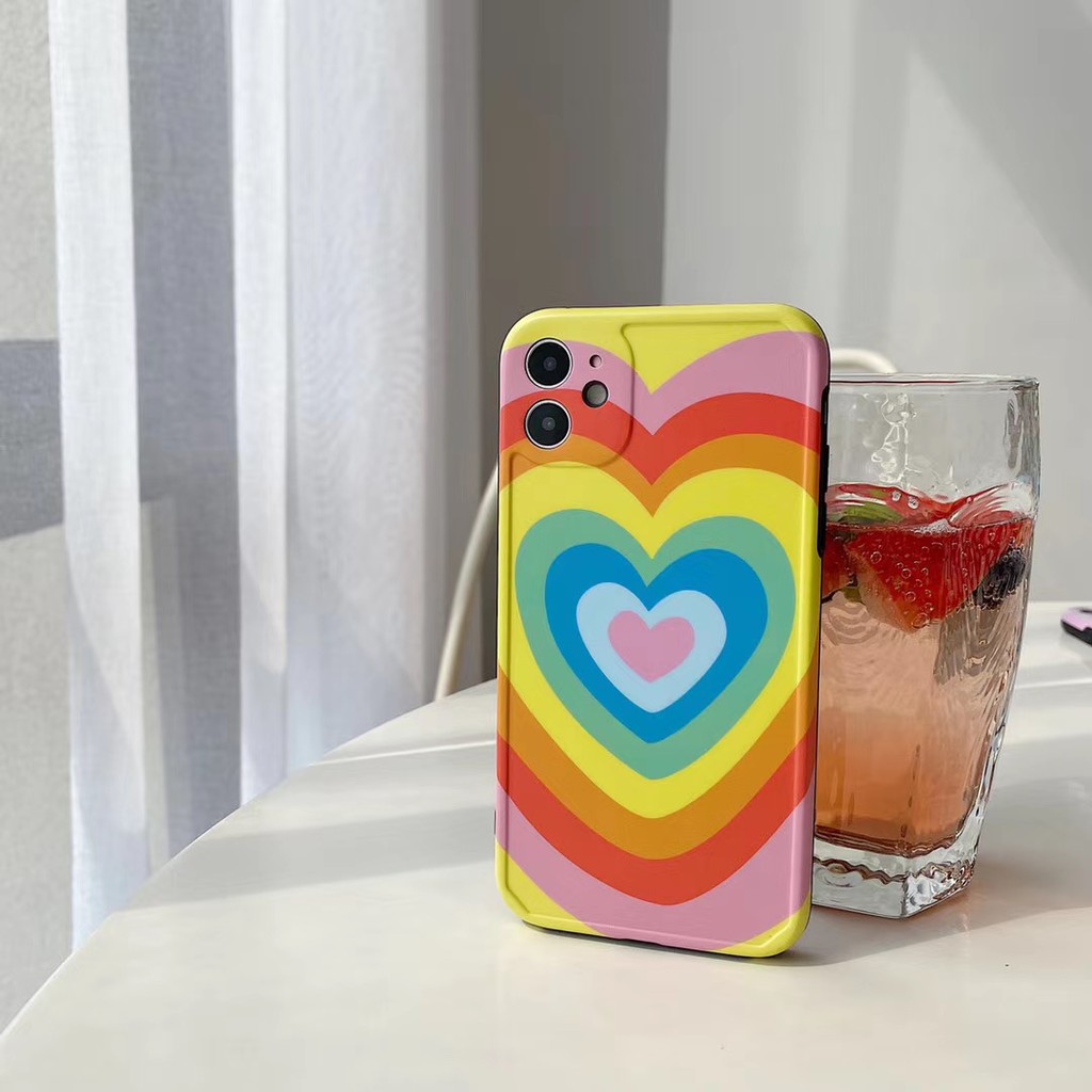 Ốp điện thoại mềm hình trái tim cầu vồng cho iPhone11 11Promax 7Plus 7 8 8 X XR XSmax SE2020 | BigBuy360 - bigbuy360.vn