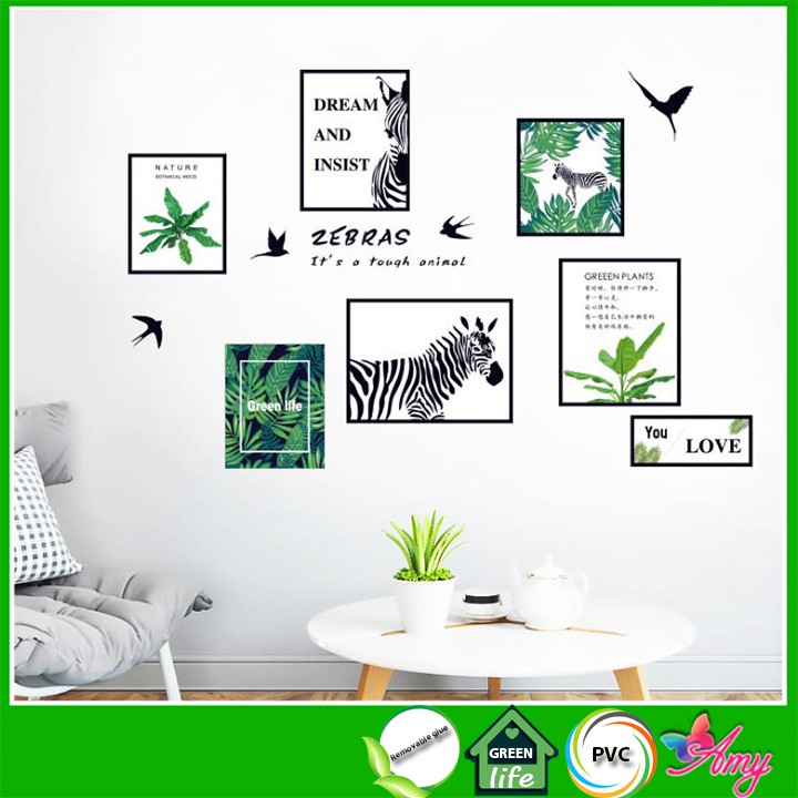 Decal dán tường Khung hình 3D trang trí phòng khách kiểu Hàn Quốc - decal AmyShop