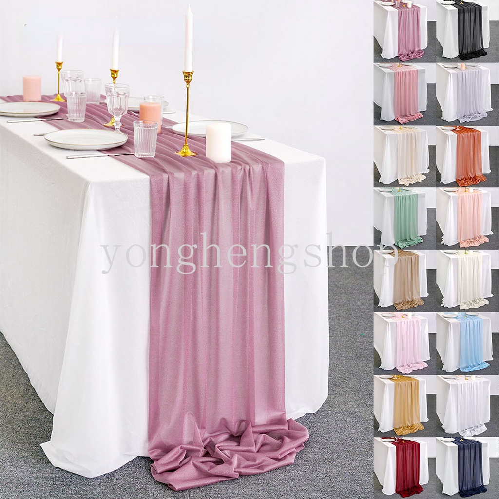Khăn Trải Bàn Vải Voan Màu Trơn Phong Cách Châu Âu 72 * 304cm