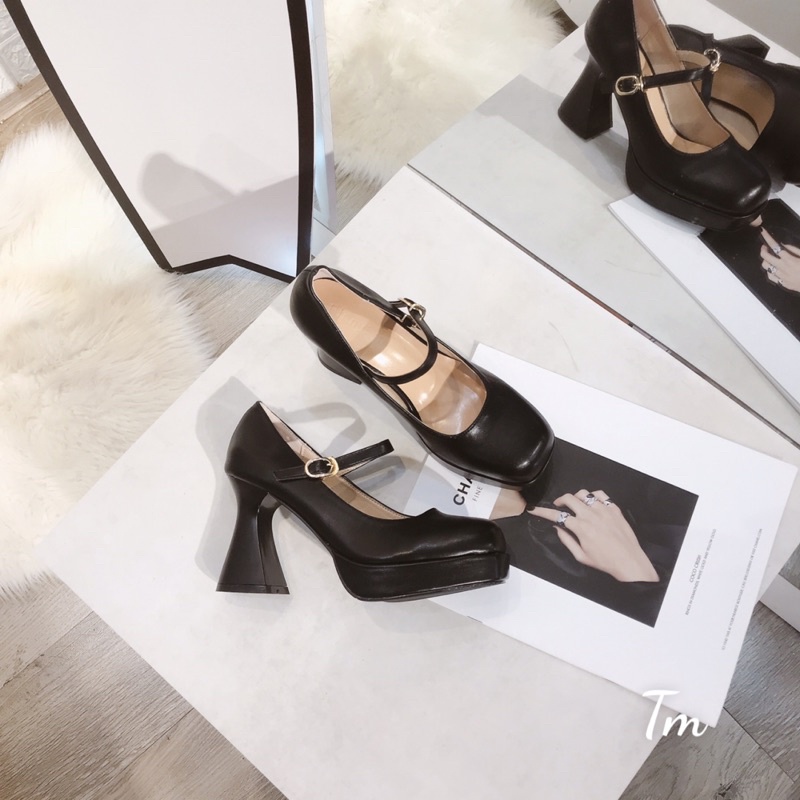 MẪU MỚI - Giày Cao Gót Đế Vuông Quai Cài Phong Cách Tiểu Thư Hàng Đẹp Loại 1